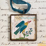 Cassis Folk Bird ~ Lg. Art Locket Vintage Ornament Handmade