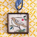 Cerise Folk Bird ~ Art Locket Vintage Ornament Handmade 
