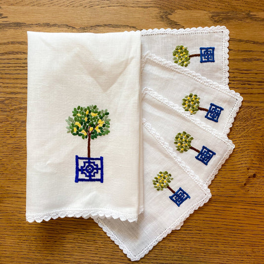 Lemon Tree Hand Towel & Cocktail Napkins