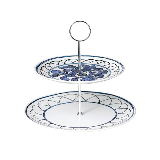 Blue Bird Two Tiered Cake Stand