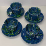 Set of 4 French Cups and Saucers