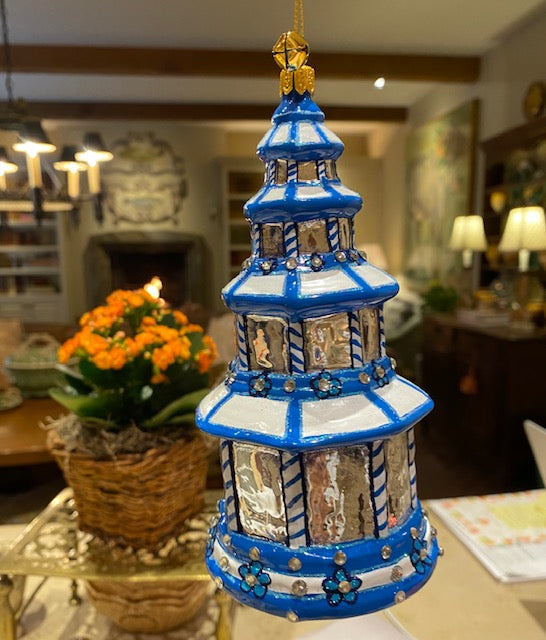 Blue & White Pagoda Ornament