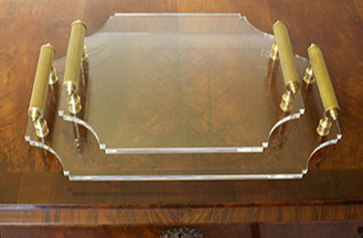 Acrylic Tray with Brass Handles